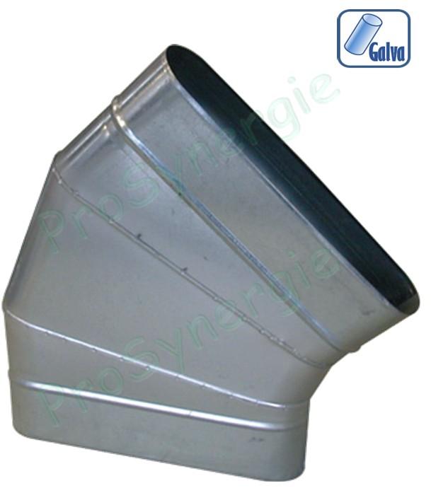 CHO45 - Coude 45° horizontal oblong acier galvanisé hauteur de 8 à 52 cm (équivalence Ø 160 à 800 mm)