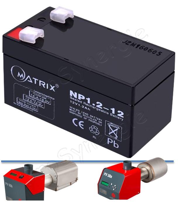 Batterie de Secours 12V 1.2Ah pour brûleur Pelltech PV 20/30/50/100/180