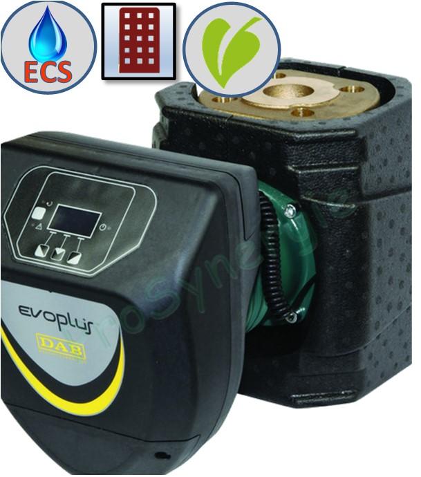 Circulateur à Bride d'eau chaude sanitaire (bouclage) corps bronze Evoplus électronique - DN 50 PN6/16 / Hauteur 280mm - Débit jusqu´à 30m3/h
