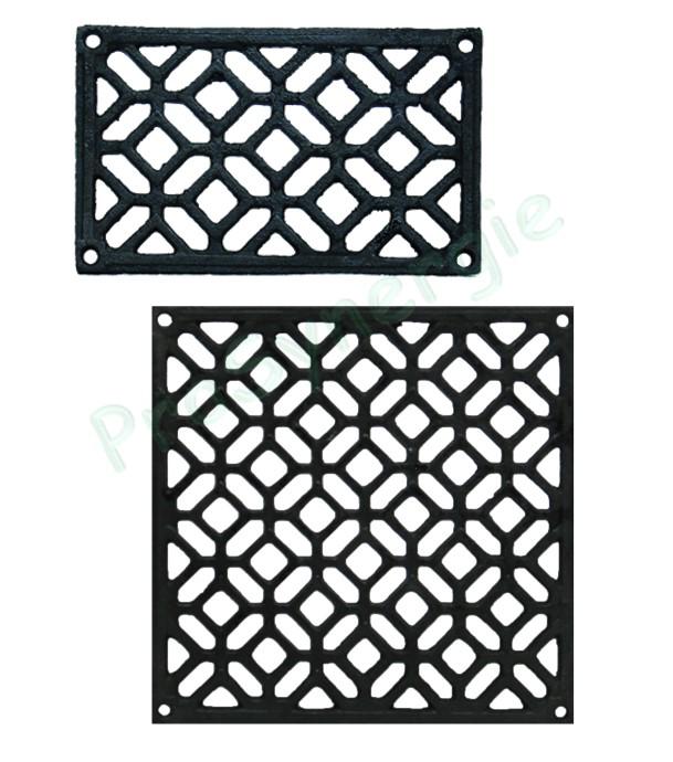Grille carrée en applique 150 x 150 mm - fonte noir