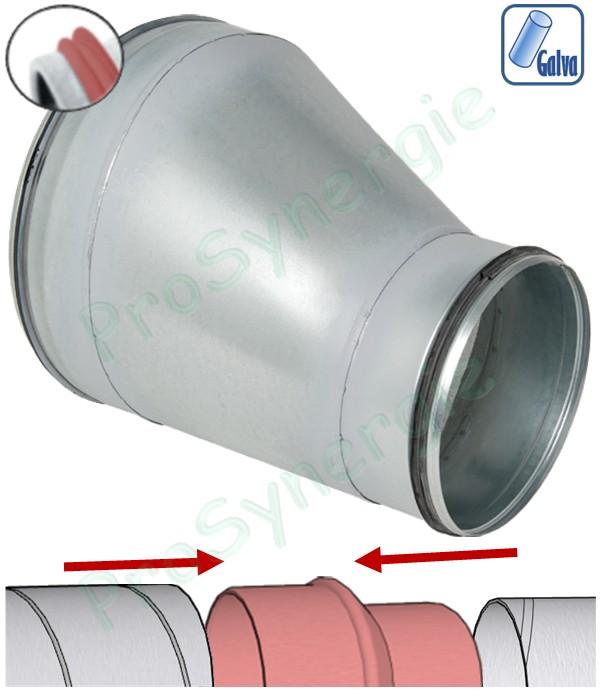 RCE - Réduction conique excentrée Ø 125 à 560 mm galva avec joint pour tuyau (air ventilation)