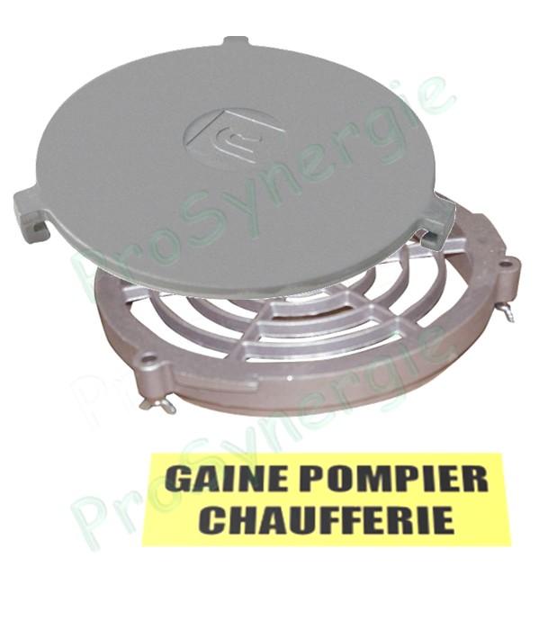 Kit demi-raccord ZAG fixe DN300mm et bouchon, fonte d'aluminium + étiquette signalétique ventilation gaine pompier suivant la norme NF S 61.707 