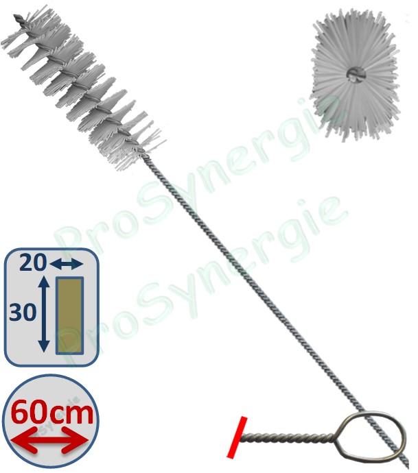 Goupillon Brosse Rectangulaire  (Saint Roch) - Fil Polyamide 0,25 - 30x20 mm - Lg garnissage 90 - Fil de tige 1,3 - Lg de tige 60 cm