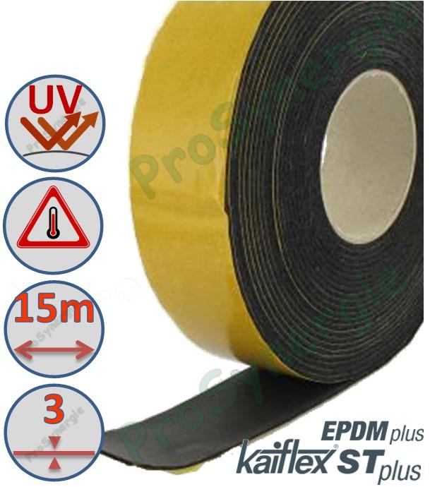 Bande Adhésif Isolé épaisseur 3mm (type Kaiflex ST Plus) - largeur x longueur = 50mm x 15 mètres