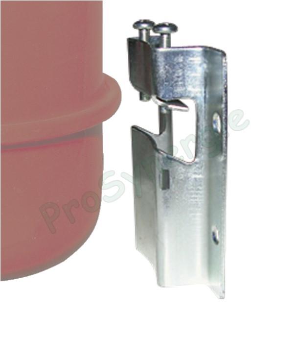 Support mural type  pince  pour vases d´expansion cylindriques avec sertissage large jusqu'à 25 litres