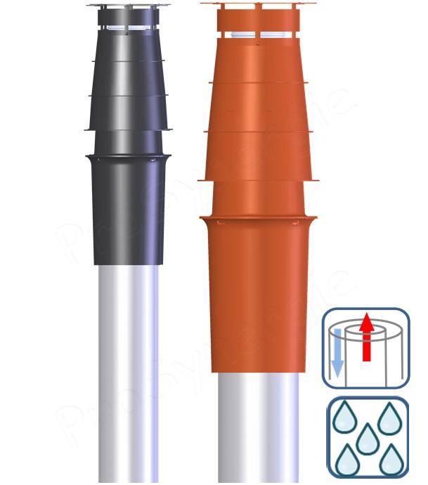 Terminal Vertical Econext Noir ou Brun pour consuits concentrique PP/Alu