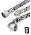Kit Flexibles raccordement fioul (Nitril/tresse galva) L= 1000mm - 1/4'' Femelle Coudé et 3/8'' Femelle Droit Ecrou Cônique (RTS) + 4 mamelons (2 égaux 1/4'' et 2 égaux 3/8'') cônique/Joint plat