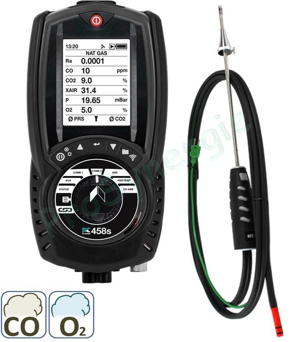 Analyseur de combustion Kane458S 10000ppm + sonde + chargeur