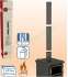Kit raccordement Email Noir Mat télescopique (hauteur réglable de 1.28 à 2.04 mètres) dessus de poêle Ø 180 mm sur conduit existant plafond avec limiteur de tirage