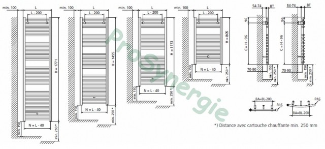 BAGNOLINO CINTRE - Sèche-serviettes BR0100800752XXA RAL9016 - 805x740 511w