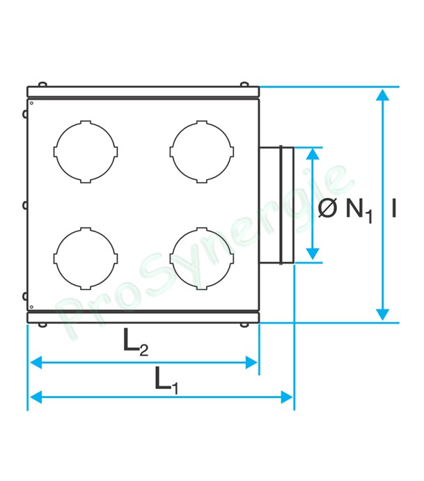 Caisson de répartition métallique pour réseau Optiflex/flexigaine rond - 1 piquage en Ø 160mm et 10 piquages operculable (prévoir raccords Ø 75 ou 90mm)