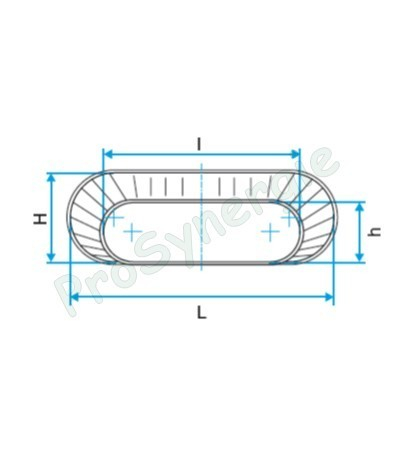 ROTP - Réduction Tangentielle sur Plat Galva Oblong - Hauteur 265 mm - Largeur 850 mm Vers Hauteur 215 mm - Largeur 880 mm