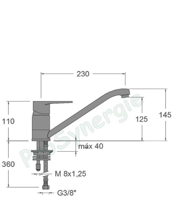 Mitigeur évier 1899 bec moulé orientable Economie deau Hauteur sous bec 125mm, saille 235mm