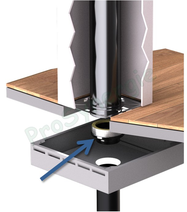 Raccord d´adaptation ´´simple/double´´ Inox 316 pour conduit de fumée Isolé spécial Poujoulat Øint/ext 230/280mm raccord Mâle Ø 180mm (tuyau simple inox ou émail)