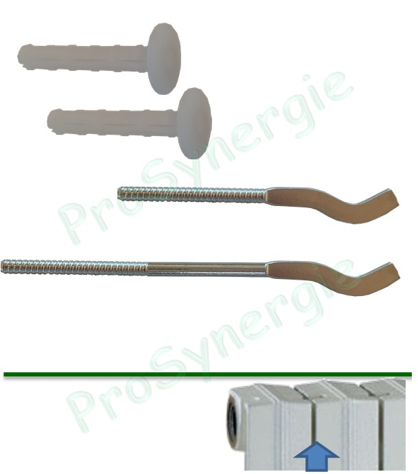 Paire de Supports à visser Applati Galva pour radiateurs Aluminium - Ø 8,8 mm - Lg 170 mm