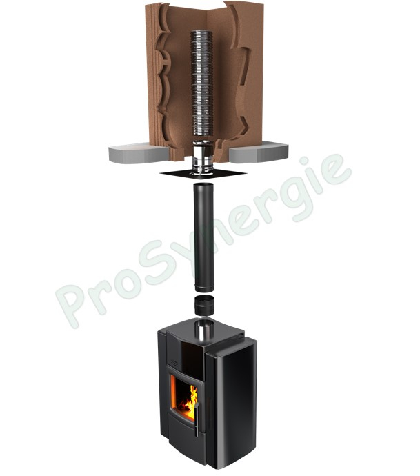 Raccord Tubage flexible - Poêle    Øint/ext 150/156mm  Ø 150mm Mâle