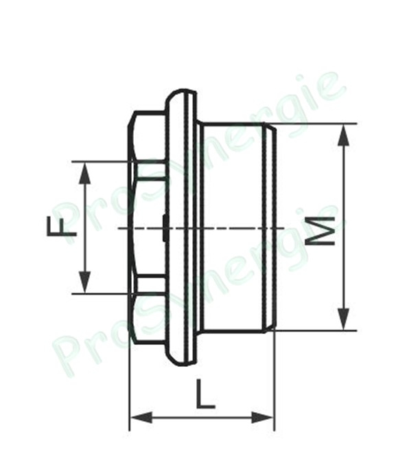 Réduction radiateur M Droit Ø 1´´ (26/34) - F Ø 1/2´´ (15/21) - Ø Collerette 48 mm