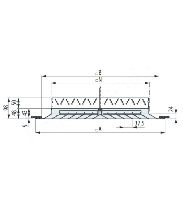 RERZ - Registre à volets multiples acier noir pour diffuseur d´air carré 300x300 mm