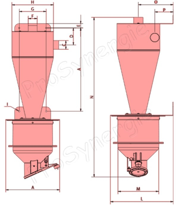 Black Separator - Pré-séparateur cyclonique, doseur à clapet automatique (séparation, interception poussières) transfert pneumatique granulés dimensions ØxH = 338x880 mm 5,2 litres raccordement Ø 50mm