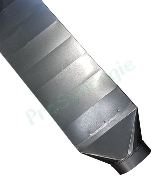 RRCTP - Réduction Tangentielle (grand côté) Rectangulaire Galva Mâle/Femelle Cylindrique - Hauteur x Largeur = 165x545mm vers Ø 355 mm