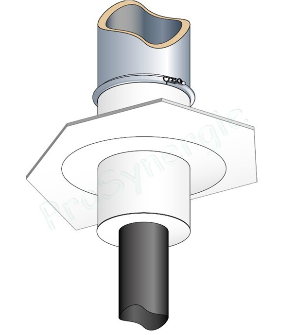 Tuyau de finition Inox Isolé Longueur  45 cm Øint/ext 200/280mm - Raccordement émaillé Ø 130 mm - Blanc : RAL 9020