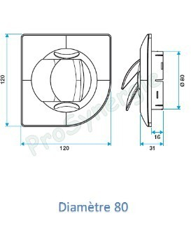 Bio bouche carrée Ø80 et Ø125