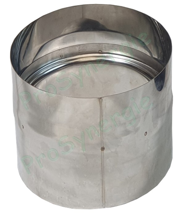Manchette de départ haut. 12cm (buse poêle/chaudière) avec renvoi mâle anti bistre - Inox - Ø 150 mm