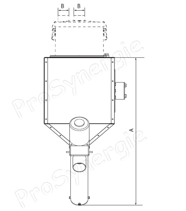Feed Matic - Alimentateur à vis sans fin 230 Vac 450 W pour brûleur granulés (ou transfert) - débit jusqu´à 14g/sec. raccord Ø60mm avec entonnoir de 17Kg porte doseur (système pneumatique)
