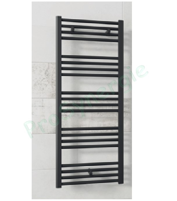 Mahana droit - Sèche serviette tubulaire (RAL noir mat - T01) chauffage central HxL = 1775x600mm - Puissance = 858W