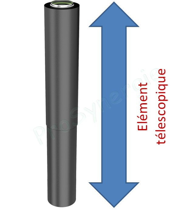 Conduit Concentrique Télescopique BIOTEN étanche Inox/Galva - Ø 80/125 mm - Longeur 1m (Lg utile 580 à 940 mm)