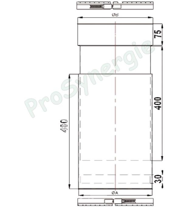 Raccord Inox départ insert télescopique F Ø 230 mm - Flexible Ø 200/206 mm