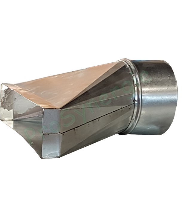 RRCTP - Réduction Tangentielle (grand côté) Rectangulaire Isolé Galva Mâle/Femelle Cylindrique - Hauteur x Largeur = 265x850mm vers Ø 450 mm