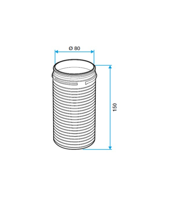 Rallonge 15 cm circulaire Ø 80 mm pour bouche - Ventilation (VMC)