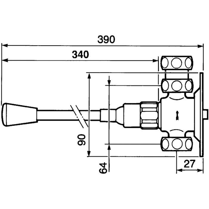 Robinet temporisé à commande fémorale longueur 39cm  (commande au genou) - PRESTO 712