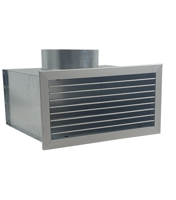 PGCH N - Plénum acier galva Non isolé, pour grille GADD/GASD d´encastrement LxH  = 700x200, raccordement larétal Ø315, Profondeur 450