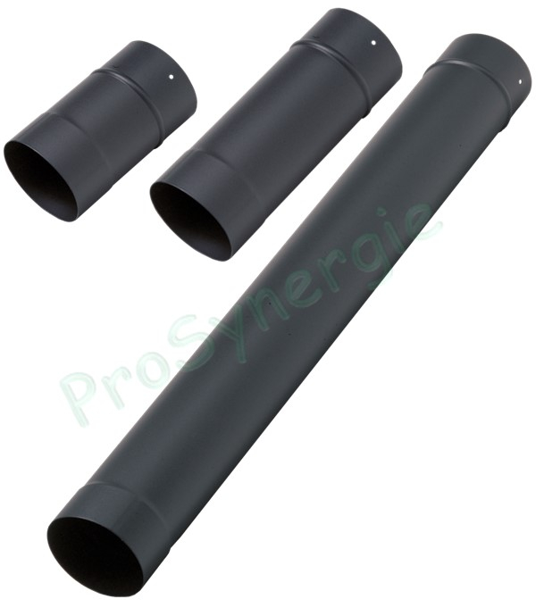 Tuyau de poêle acier émaillé 0,7mm noir mat Ø 180mm longueur 25cm (19cm utile)