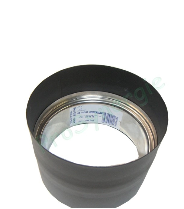Kit raccordement 2x 45° Email Noir Mat télescopique (hauteur réglable de 1.57 à 2.07 mètres) dessus de poêle Ø 180 mm sur conduit existant plafond avec limiteur de tirage