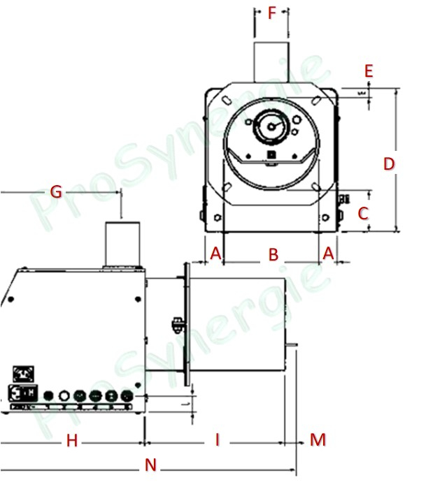 Kit Brûleur à granulé B-MAX Essential Round 5 à 55 kW av. injecteur nettoyage pneumatique + Vis d´alimentation 1,76 m + Module wifi