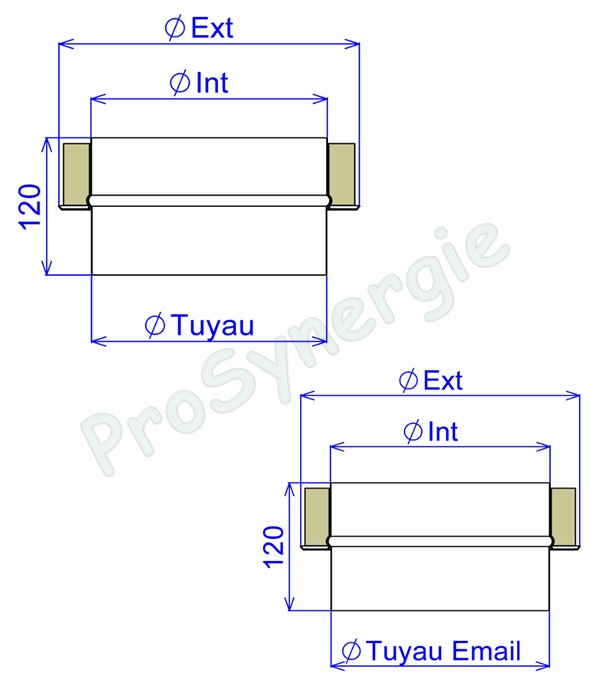 Raccord d´adaptation ´´simple/double´´ Inox 316 pour conduit de fumée Isolé Duoten Øint/ext 150/200mm raccord Mâle Ø 139mm (tuyau simple inox)