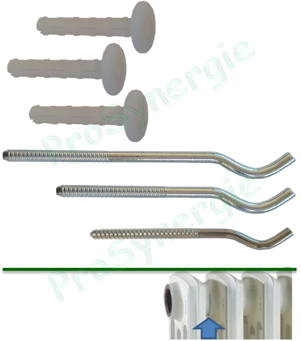 Paire de Supports à visser Galva pour radiateurs 2 et 4 colonnes - Ø 10,7 mm - Lg 205 mm