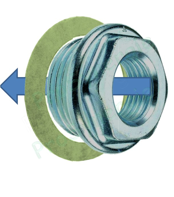 Réduction radiateur M Gauche Ø 1´´ (26/34) - F Ø 3/8´´ (12/17) - Ø Collerette 48 mm