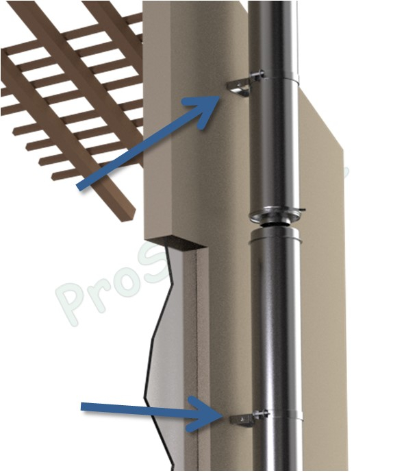 Bride Murale Réglable Inox pour tuyau de fumée simple ou isolé Øext 230mm