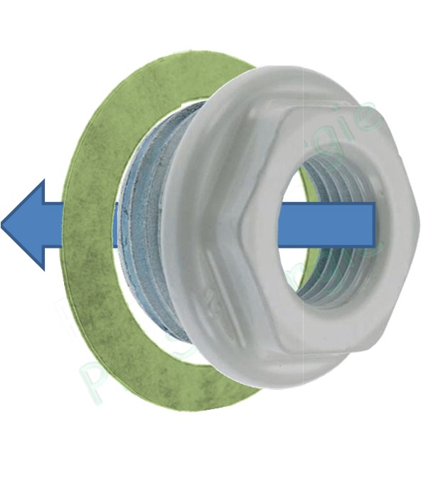 Réduction radiateur Blanc M Gauche Ø 1´´1/4 (33/42) - F Ø 1/4´´ (8/13) - Ø Collerette 56 mm