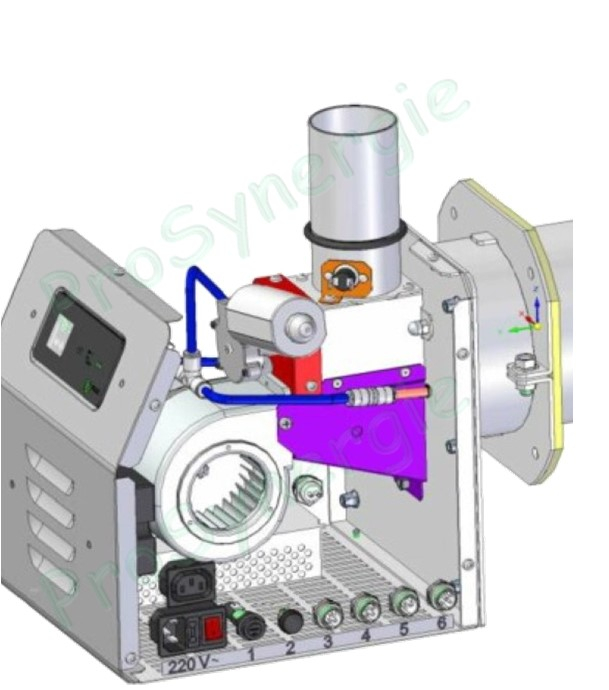 Kit Brûleur à granulé B-MAX Essential Round 5 à 55 kW av. injecteur nettoyage pneumatique + Vis d´alimentation 1,76 m + Module wifi