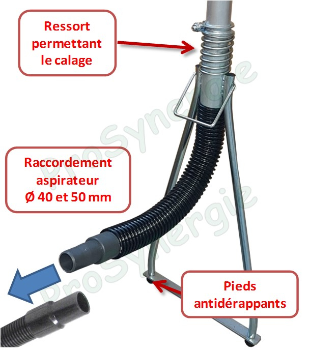 Entonoir Capte suies vertical Ø 200 télescopique avec trépied et ressort de calage