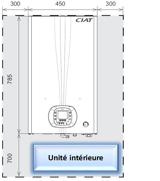 Unité extérieure Pompe à chaleur Bi Bloc (Split) YUNA II 9H réversible inverter 230V - 2.17A / Pc 9.27KW (7/6°C 30/35°C) Pf 5.95KW (7/12°C 35°C) - LxHxP=900x400x1360mm