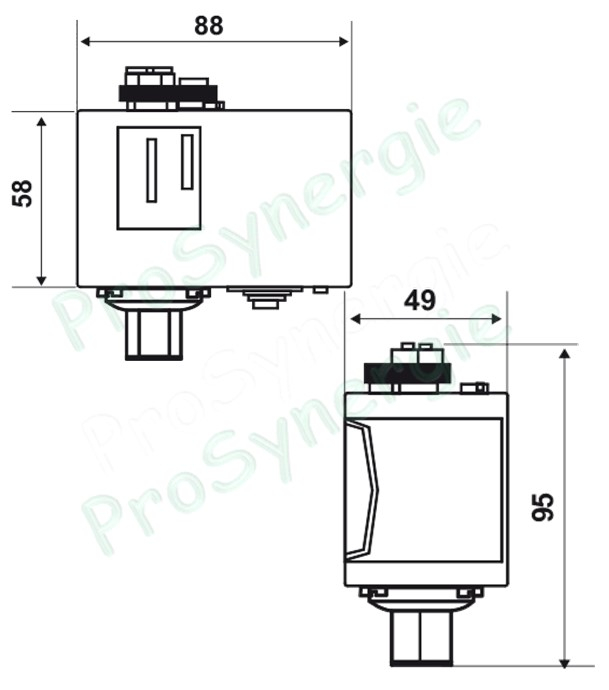 Pressostat B12CRNY -0.2 à 8 Bars (9 Bars maxi. - Dp 0.6 à 3 Bars) 120°C maxi - 380/415V -16(6)A IP65 - Raccord Ø 1/4´´ SAE