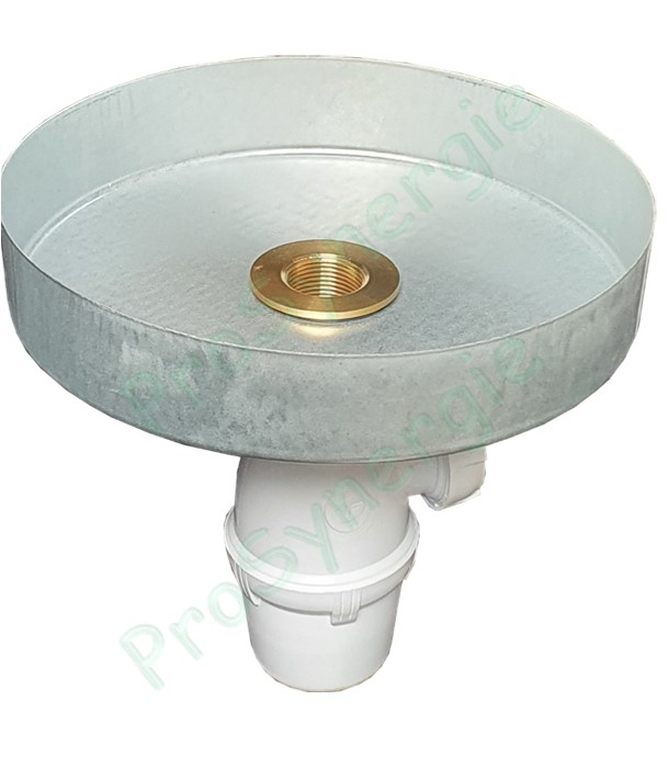 BF+P - Bouchon purge femelle galva Ø 250 mm raccord Ø 1´´1/4 (42mm) avec siphon PVC Ø 32 mm