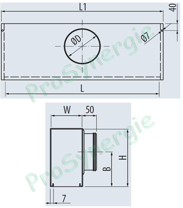SPS02-G2x160 1800 Plénum isolé montage par étrier
