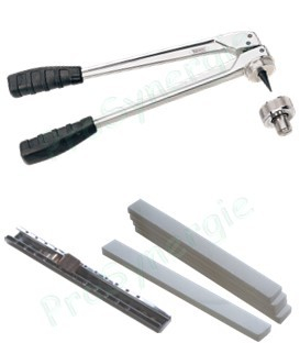 Lot ''Précision'' 2 : Cintreuse d´établi formes Standard (réf 250285) + Pince à emboîture (réf 252641) + Mètre pliant 10 branches Virax Duralium + Règlette 20cm Métal + 5 craies de Briançon et un por